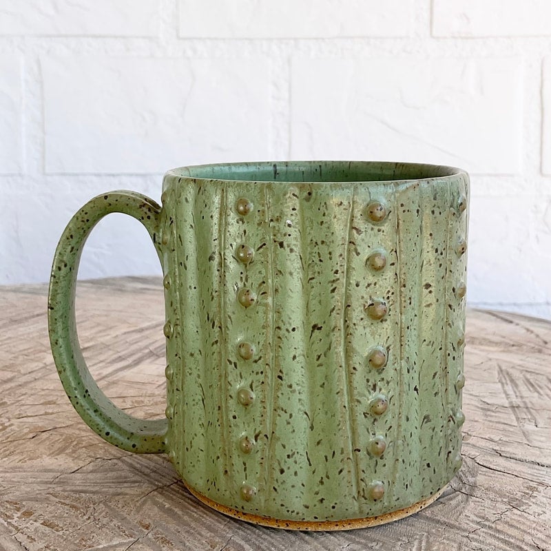 Handcrafted Cactus Ceramic Coffee Mug - Unique Hand Thrown Pottery Coffee  Cup with Gold Handle – Enjoy Ceramic Art